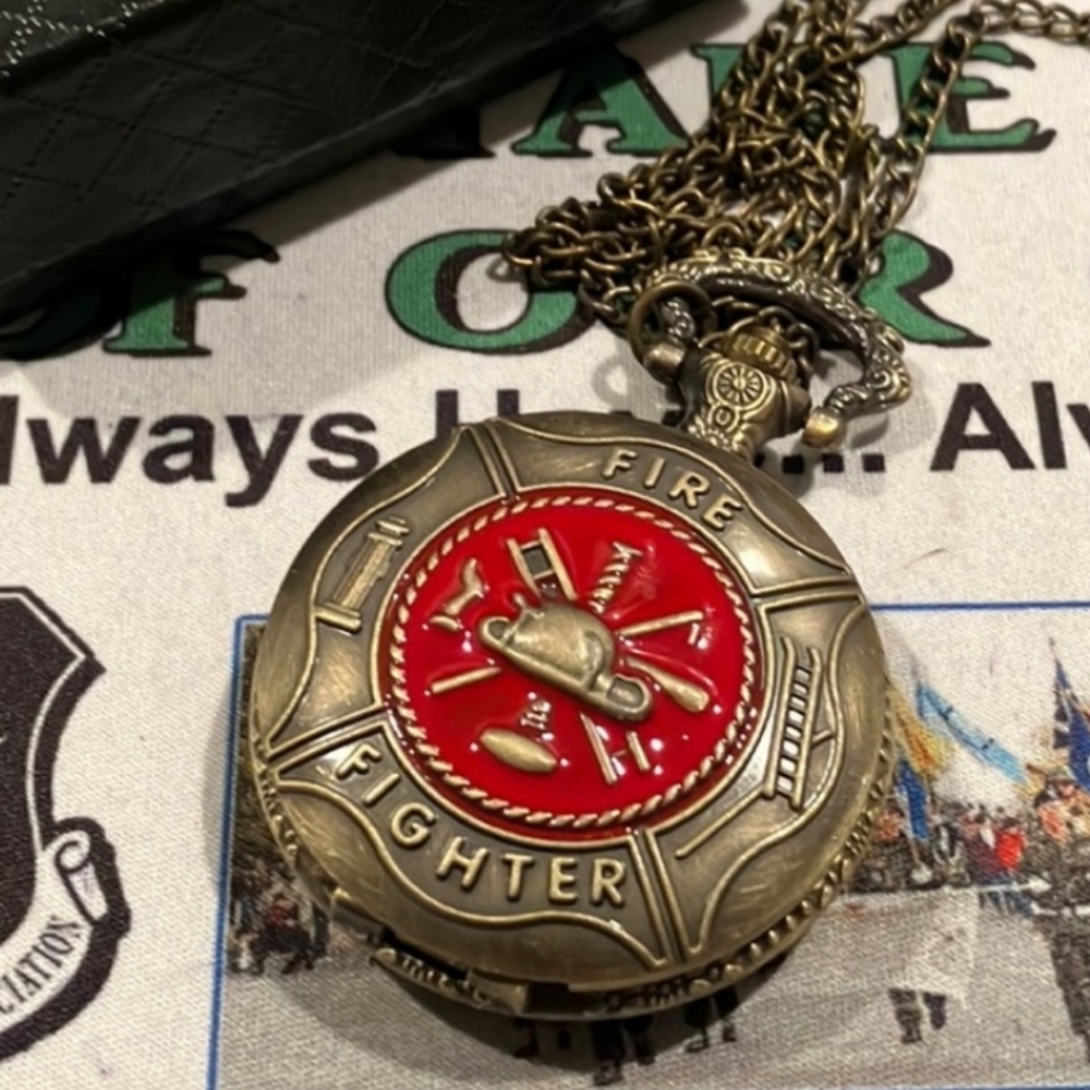 Beautiful Fire Department Fire Fighter pocket watch Choose Your Color